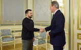 Lord David Cameron meeting with Ukrainian President Volodymyr Zelensky in Kyiv